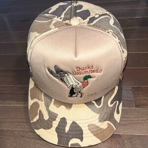 Vintage 80s Foam Ducks Unlimited Delta Utah Camo Green Hunting Youngan Snapback